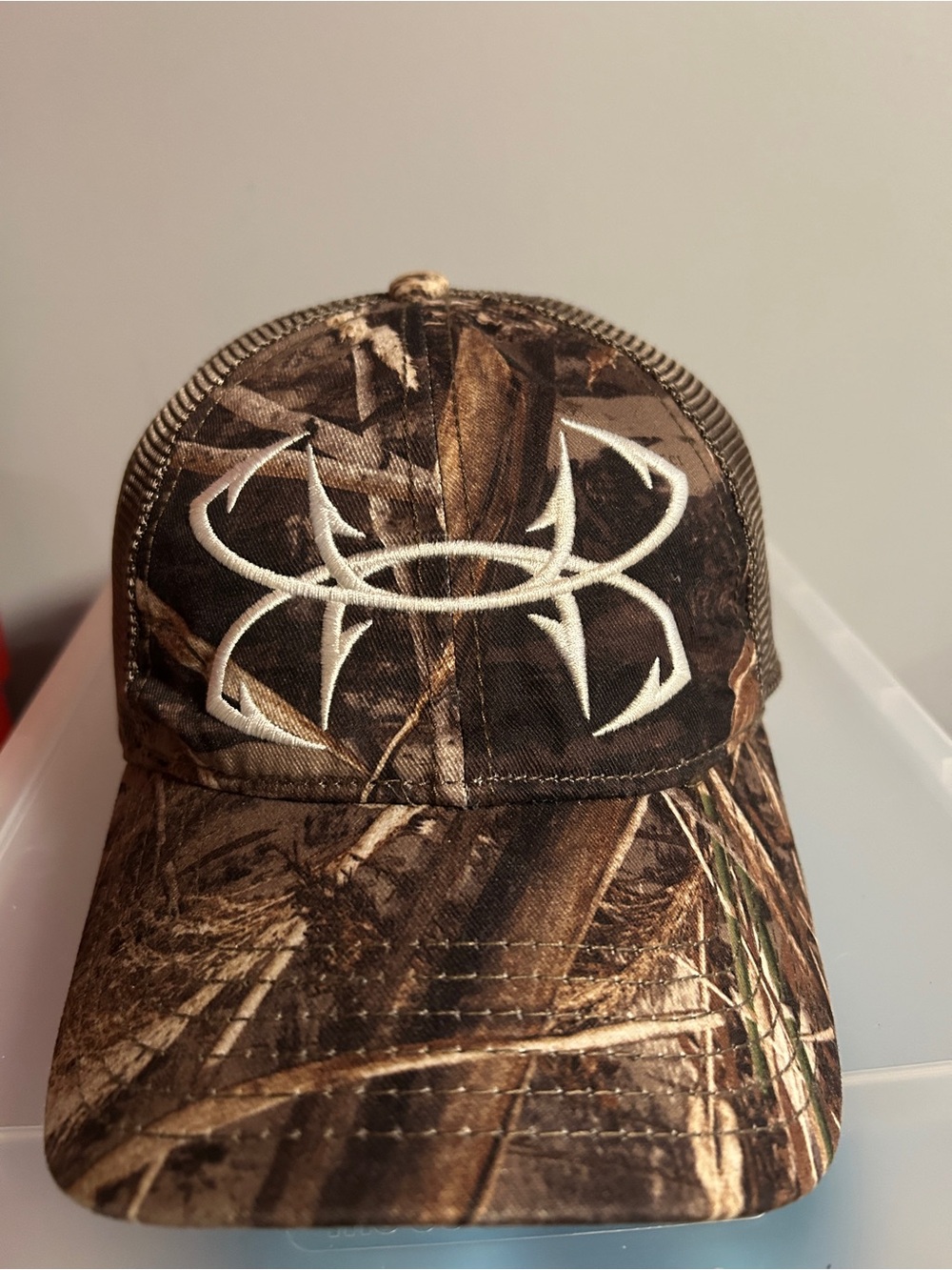 Under Armour Camo Men's Trucker Hat with White Embroidered Logo